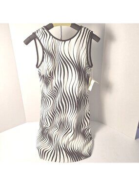 DATIANI PETITES SLEEVELESS WIDE STRAP LINED BLACK WHITE STRIPE DRESS SIZE 6 NWT